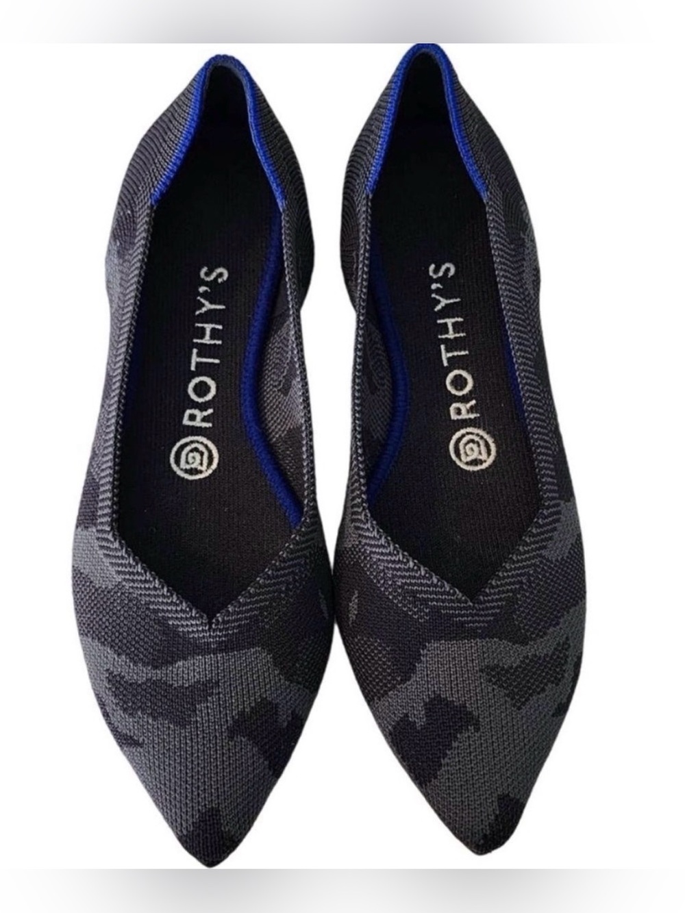 Rothy’s The Point Dark Grey Camo Ballet Flats - Pointed Toe Slip-On Design 7.5 - Picture 3 of 9